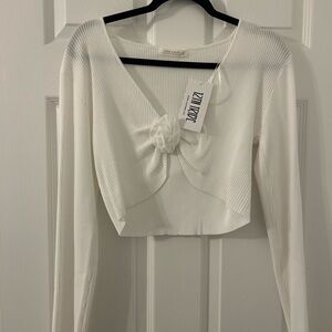 12th Tribe White Ribbed Crop Top